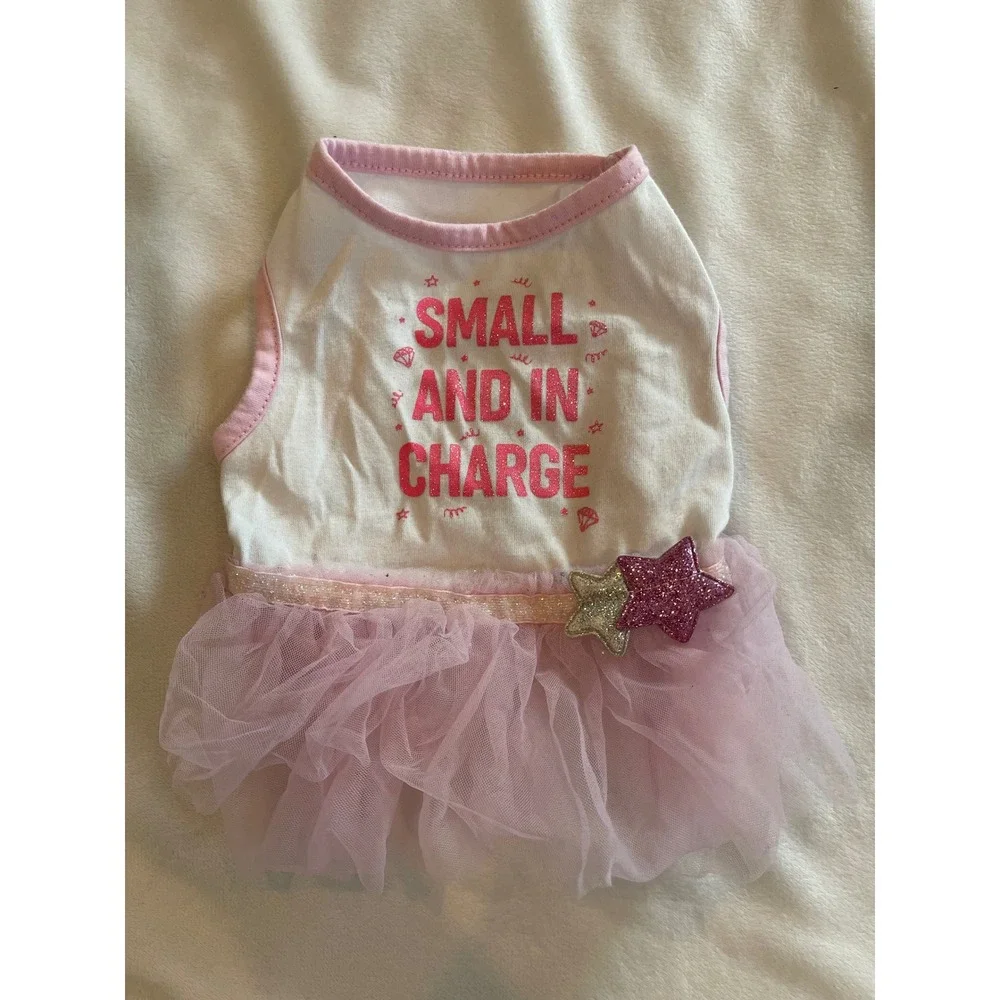Coco Lane Couture Pink Small and in Charge Dog Tutu Dress Glitter Stars Pet S